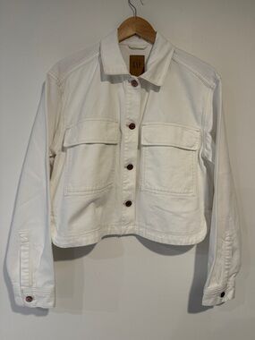 Gap White Denim Cropped Shirt Jacket - Size Small